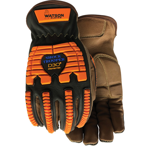 Gants antichocs Drill Sergeant, Grand, Paume en Cuir fleur, Poignet &agrave; enfiler Trail Hammer and Bolt