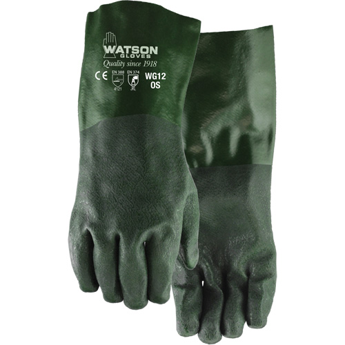 Dura Dip Gloves, 12" L, PVC, Jersey Inner Lining Trail Hammer and Bolt