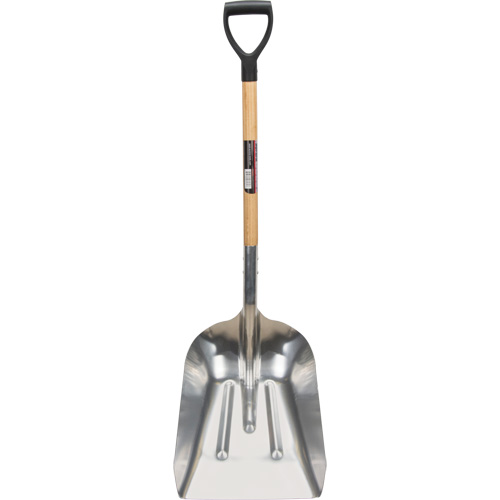 Scoop Shovel, Wood, Aluminum Blade, D-Grip Handle, 24-1/2" Length Trail Hammer and Bolt