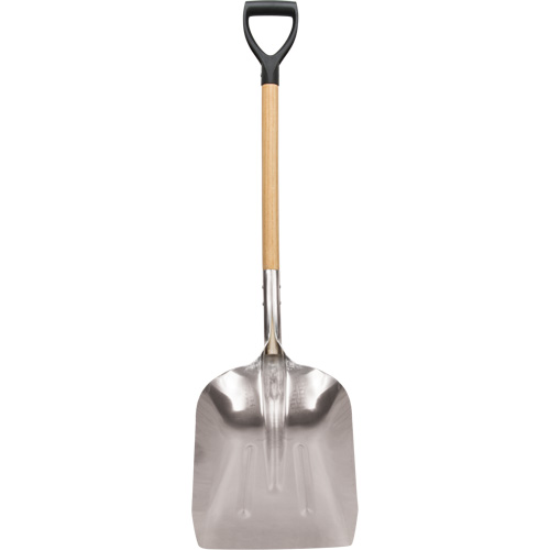 Scoop Shovel, Wood, Aluminum Blade, D-Grip Handle, 24-1/2" Length Trail Hammer and Bolt
