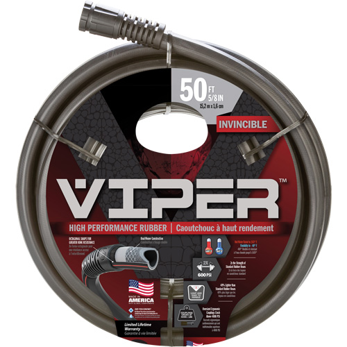 Viper&reg; High Performance Hose, Rubber, 5/8" dia. x 50' Trail Hammer and Bolt