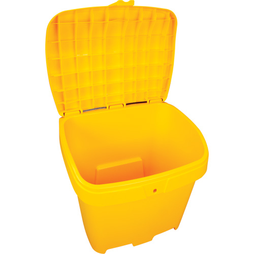 Bacs d'entreposage pour sel & sable, Avec Moraillon, 21" x 27" x 26", 4,24 pi³, Jaune Trail Hammer and Bolt
