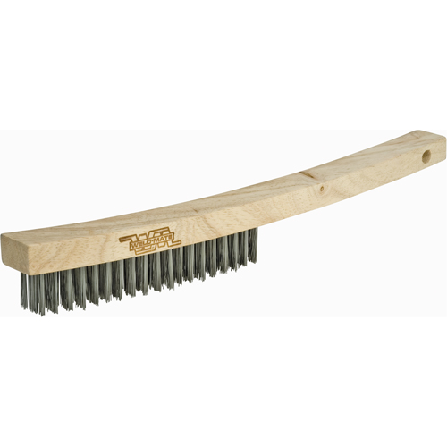 Long Handle Industrial-Duty Scratch Brush, Stainless Steel, 3 x 19 Wire Rows, 13-3/4" Long Trail Hammer and Bolt