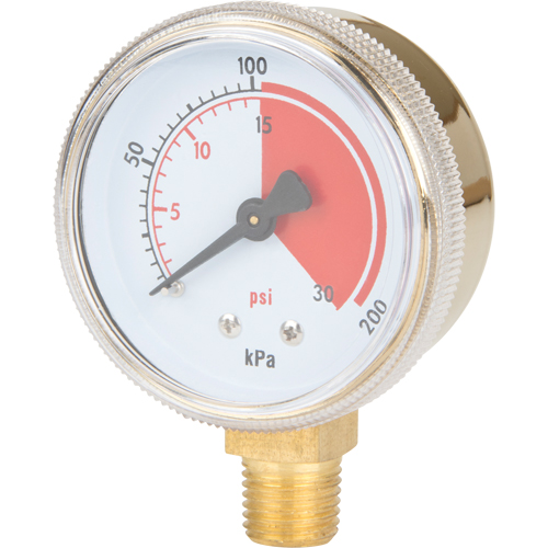 Manom&egrave;tres en laiton,  2-1/2", 30 psi, Fixation inf&eacute;rieure, Analogique Trail Hammer and Bolt