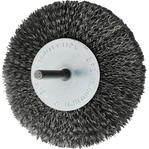 Circular Crimped Wire End Brushes, 4", 0.008" Fill, 1/4" Shank Trail Hammer and Bolt