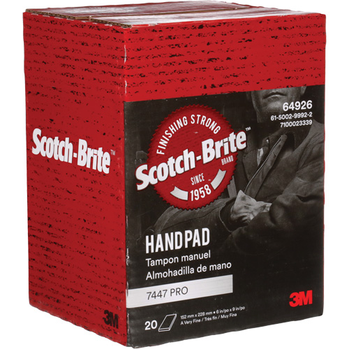 Tampons manuels Scotch-Brite 7447, Oxyde d'aluminium, 9" x 6", Grain Tr&egrave;s fin Trail Hammer and Bolt