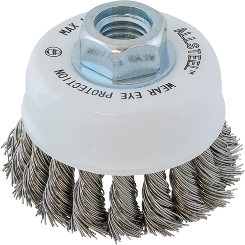 ALLSTEEL Wire Brush, 3" Dia. x 5/8"-11 Arbor Trail Hammer and Bolt