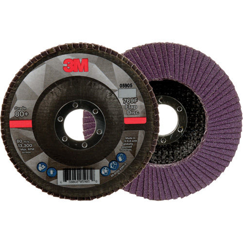 Disque &agrave; lamelles &agrave; changement rapide 769F, 4-1/2" x 7/8", Type 27, Grain 80+, C&eacute;ramique Trail Hammer and Bolt