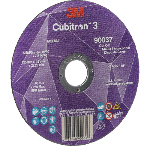 Meule &agrave; tronçonner Cubitron 3, 5" x 0,045", Arbre de 7/8", Type 1, C&eacute;ramique, 12250 Tr/min Trail Hammer and Bolt