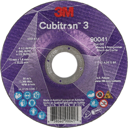 Cubitron 3 Cut-Off Wheel, 4-1/2" x 0.045", 7/8" Arbor, Type T27, Ceramic, 13300 RPM Trail Hammer and Bolt