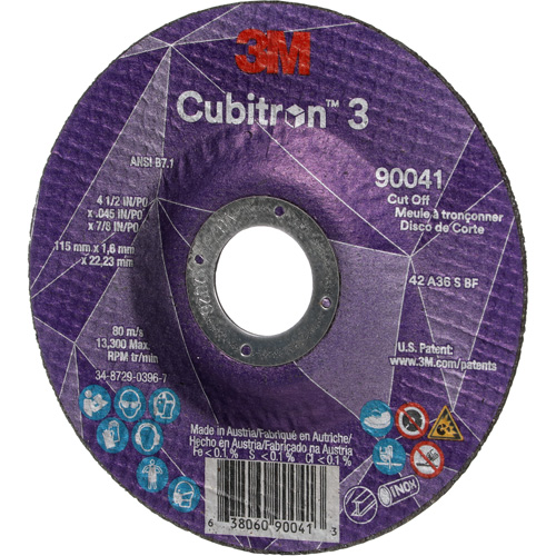 Cubitron 3 Cut-Off Wheel, 4-1/2" x 0.045", 7/8" Arbor, Type T27, Ceramic, 13300 RPM Trail Hammer and Bolt