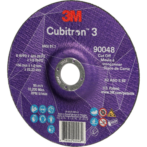 Meule &agrave; tronçonner Cubitron 3, 6" x 0,045", Arbre de 7/8", Type T27, C&eacute;ramique, 10 200 Tr/min Trail Hammer and Bolt