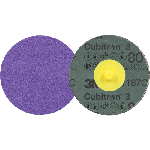 Cubitron 3 Roloc Fibre Disc, 3" Dia., 80+ Grit, Ceramic Trail Hammer and Bolt
