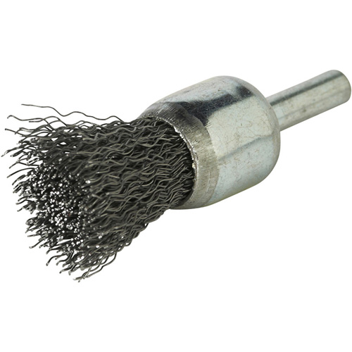 Brosse &agrave; fils cr&ecirc;p&eacute;s avec moyeu, 3/4", Fils 0,014", Tige 1/4" Trail Hammer and Bolt
