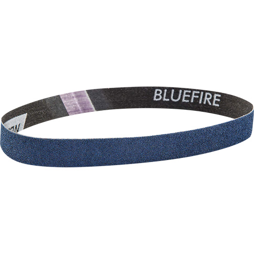 Courroie abrasive en tissu Bluefire, 3/4" la x 18" lo, Alumine de zirconium, Grain 120 Trail Hammer and Bolt