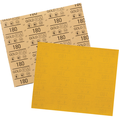 Feuille abrasive dor&eacute;e 12545, 9" x 11", Grain 180, Oxyde d'aluminium Trail Hammer and Bolt