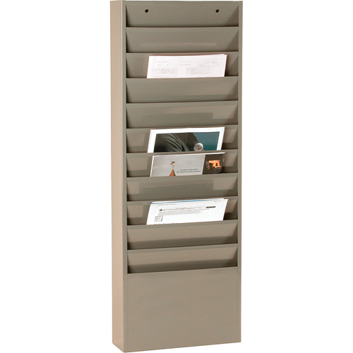 Literature Storage Racks, Stationary, 11 Slots, Steel, 13-1/4" W x 4-1/8" D x 36" H Trail Hammer and Bolt