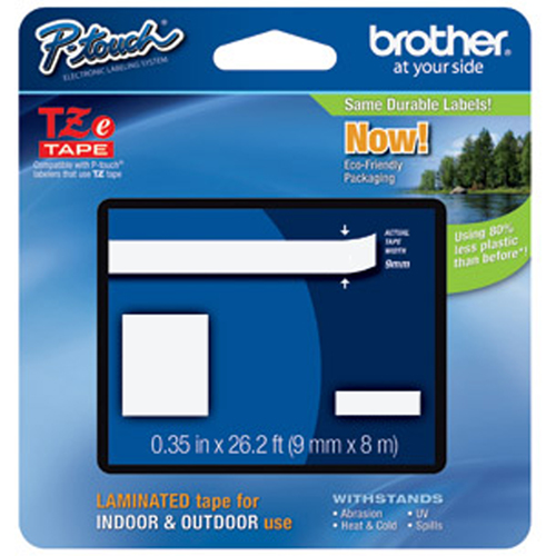 P-touch&reg; Labeling Systems, 9 mm x 314.4", Black on Clear Trail Hammer and Bolt
