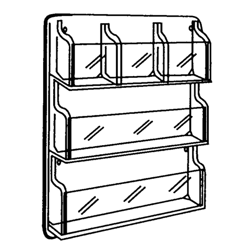Literature Displays, Wall Mount, 9 Slots, Plastic, 30" W x 2" D x 36-7/8" H Trail Hammer and Bolt