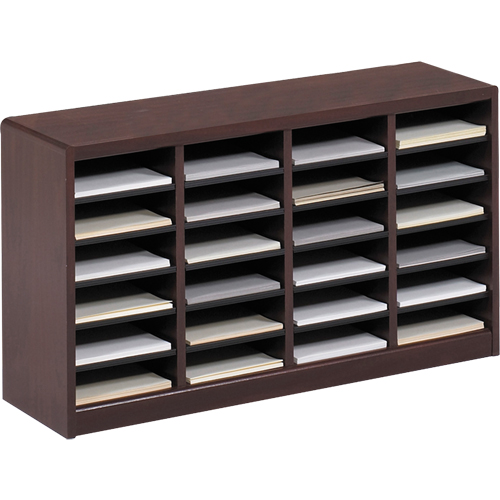 E-Z Stor&reg; Literature Organizer, Stationary, 24 Slots, Wood, 40" W x 11-3/4" D x 23" H Trail Hammer and Bolt