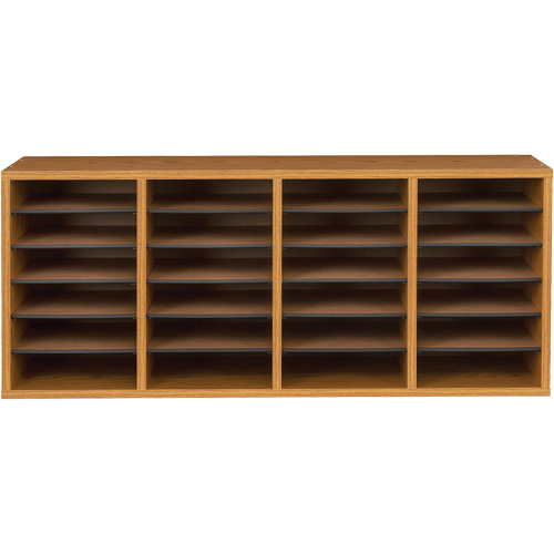 Casier &agrave; compartiments r&eacute;glable pour documentation, Stationnaire, 24 fentes, Bois, 39-1/4" la x 11-3/4" p x 16-1/4" h Trail Hammer and Bolt