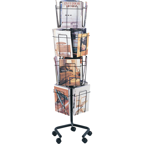 Pr&eacute;sentoirs pivotants pour documentation, Rotatif, 16 fentes, Fil m&eacute;tallique, 15" la x 15" p x 60" h Trail Hammer and Bolt