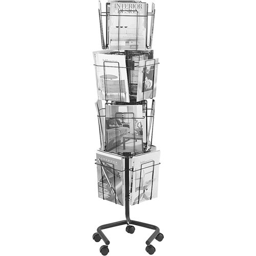 Pr&eacute;sentoirs pivotants pour documentation, Rotatif, 16 fentes, Fil m&eacute;tallique, 15" la x 15" p x 60" h Trail Hammer and Bolt