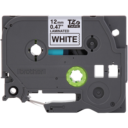Tze Tape Cartridges, 12 mm x 26-1/4', Black on White Trail Hammer and Bolt