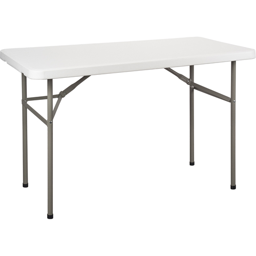 Table pliante, Rectangulaire, 48" l x 24" la, Poly&eacute;thyl&egrave;ne, Blanc Trail Hammer and Bolt