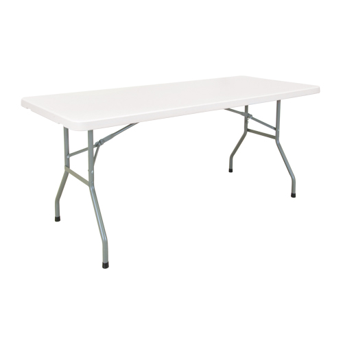 Folding Table, Rectangular, 60" L x 30" W, Polyethylene, White Trail Hammer and Bolt