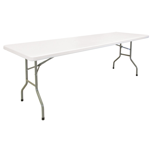 Table pliante, Rectangulaire, 96" l x 30" la, Poly&eacute;thyl&egrave;ne, Blanc Trail Hammer and Bolt
