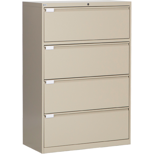 Classeur lat&eacute;ral, Acier, 4 tiroirs, 36" la x 18" p x 53-3/8" h, Beige Trail Hammer and Bolt