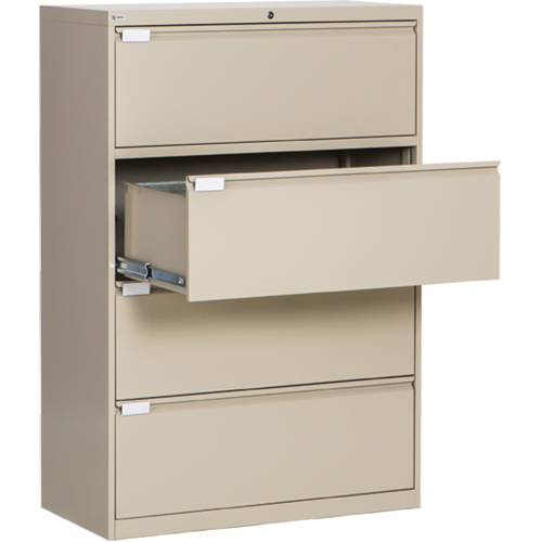 Classeur lat&eacute;ral, Acier, 4 tiroirs, 36" la x 18" p x 53-3/8" h, Beige Trail Hammer and Bolt