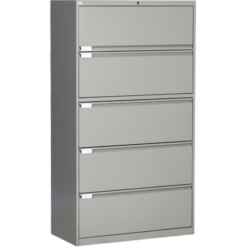 Classeur lat&eacute;ral, Acier, 5 tiroirs, 36" la x 18" p x 65-1/2" h, Gris Trail Hammer and Bolt