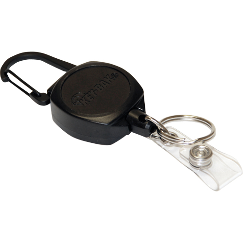 Self Retracting ID Badge and Key Reel, Zinc Alloy Metal, 24" Cable, Carabiner Attachment Trail Hammer and Bolt