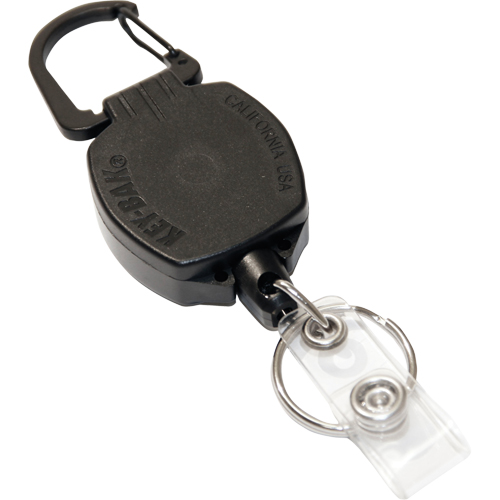 Self Retracting ID Badge and Key Reel, Zinc Alloy Metal, 24" Cable, Carabiner Attachment Trail Hammer and Bolt