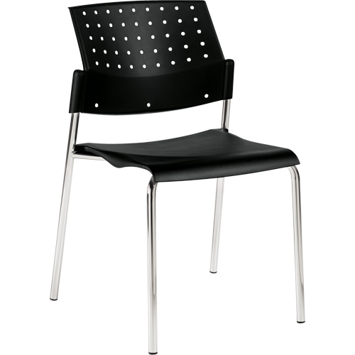 Chaise sans accoudoirs empilables, Plastique, Hauteur 33", Capacit&eacute; 300 lb, Noir Trail Hammer and Bolt