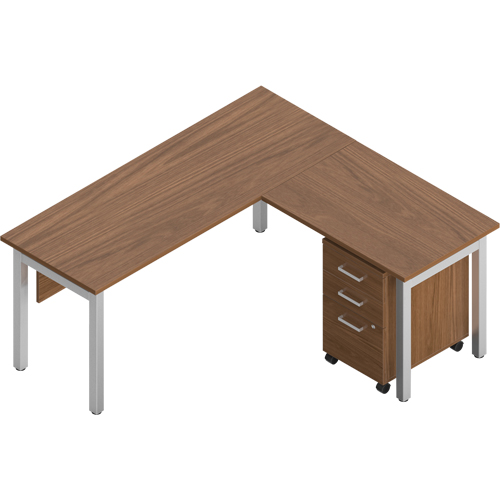 S&eacute;rie de bureaux en L de type ionique, 4 Morceaux, Brun, 29" h x 66" la x 66" p Trail Hammer and Bolt
