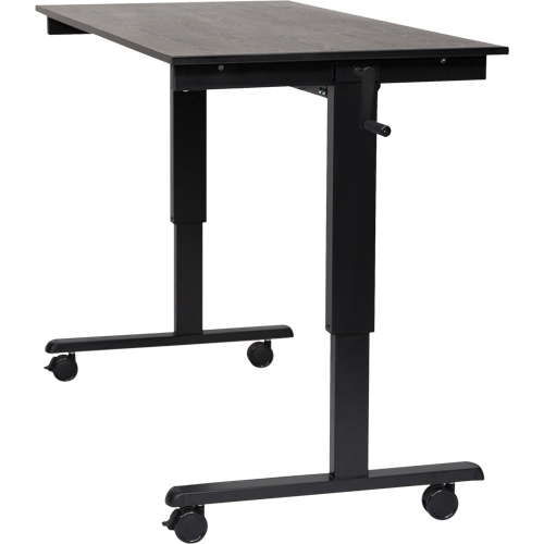Bureau ajustable pour travail assis et debout, , 48-1/2" h x 59" la x 29-1/2" p, Noir Trail Hammer and Bolt