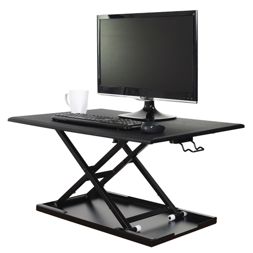 Adjustable Stand-Up Desk, Desktop Unit, 15-3/4" H x 31-1/2" W x 22-1/2" D, Black Trail Hammer and Bolt