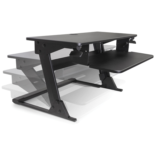 Goya Sit-Stand Workstation, Desktop Unit, 21" H x 35-2/5" W x 24" D, Black Trail Hammer and Bolt