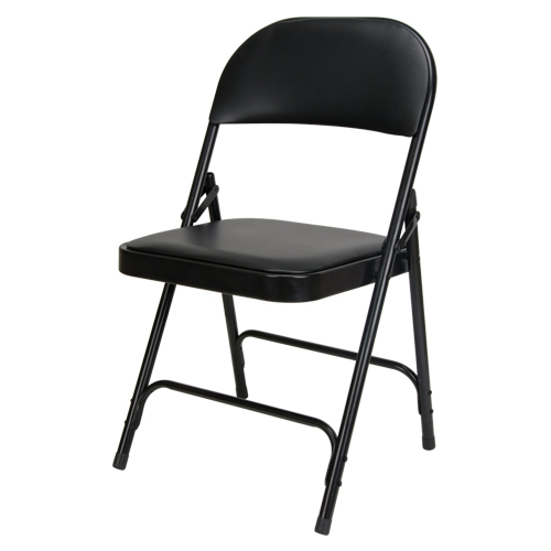 Chaise pliante rembourr&eacute;e en vinyle, Acier, Noir, Capacit&eacute; 300 lb Trail Hammer and Bolt