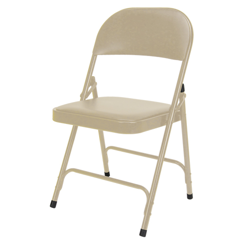 Vinyl Padded Folding Chair, Steel, Beige, 300 lbs. Weight Capacity Trail Hammer and Bolt