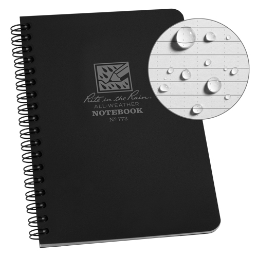 Side-Spiral Notebook, Soft Cover, Black, 64 Pages, 4-5/8" W x 7" L Trail Hammer and Bolt