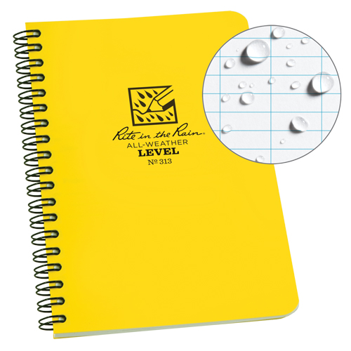 Carnet de notes de poche &agrave; spirale lat&eacute;rale, Couverture souple, Jaune, 64 Pages, 4-5/8" , 7"  Trail Hammer and Bolt