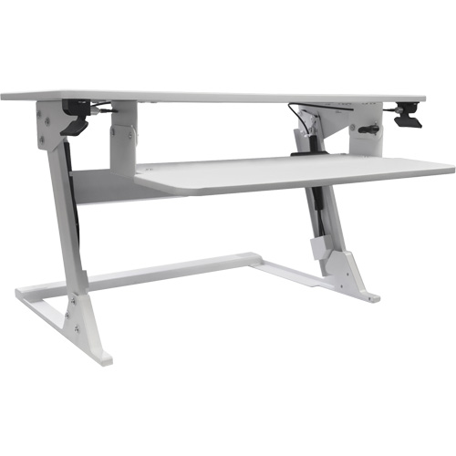 Goya Sit-Stand Workstation, Desktop Unit, 21" H x 35-2/5" W x 24" D, White Trail Hammer and Bolt