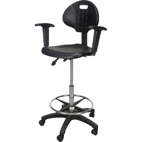 Heavy-Duty Ergonomic Stool with Adjustable Arm Rests & Nylon Stem Casters, Mobile, Adjustable Height, 250 lbs. Capacity Trail Hammer and Bolt