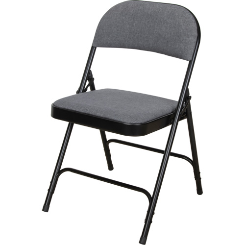 Chaise pliante de luxe en tissu rembourr&eacute;e, Acier, Gris, Capacit&eacute; 300 lb Trail Hammer and Bolt