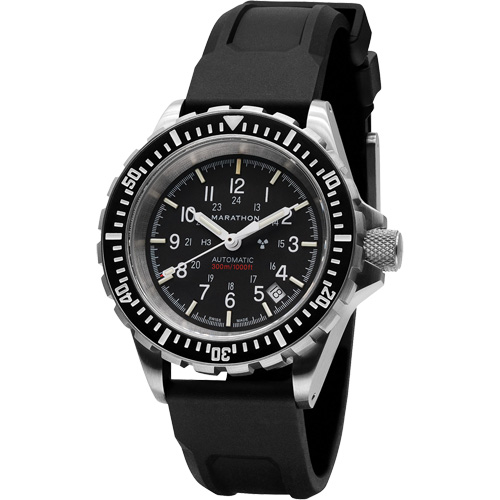 Large Diver's Automatic Watch, Digital, Battery Operated, 41 mm, Black Trail Hammer and Bolt