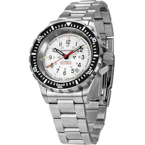 Grande montre automatique de plong&eacute;e &eacute;dition arctique GSAR avec bracelet en acier inoxydable, Num&eacute;rique, &agrave; piles, 41 mm, Argent Trail Hammer and Bolt